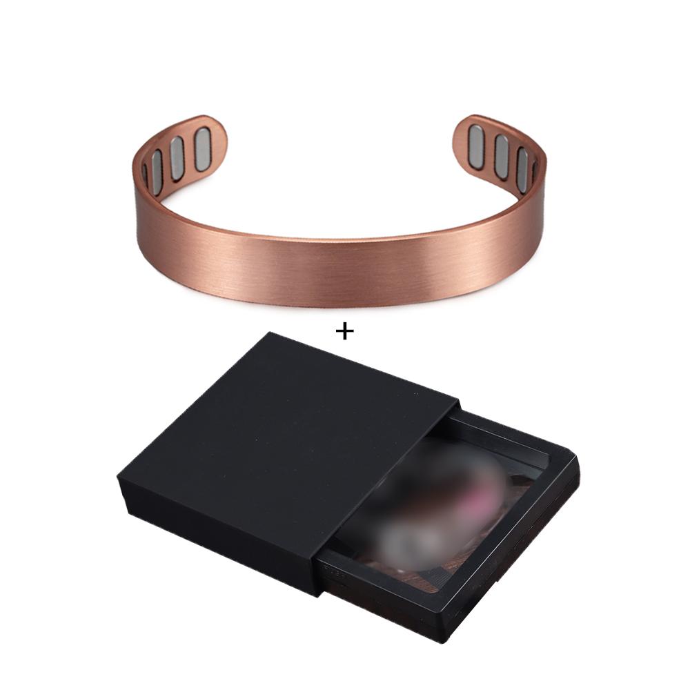 Pure Copper Bracelets 15mm Matte Adjustable Open Cuff Bangles Health Energy High Magnet Jewelry Male Resizable Metal