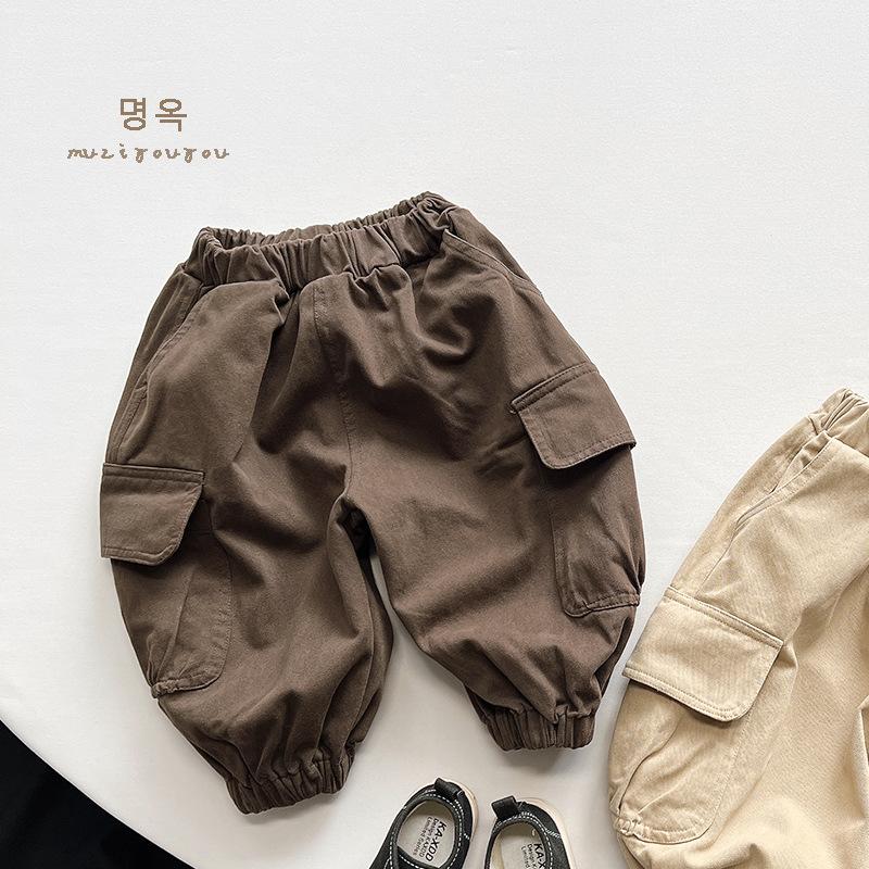 Vintage Korean Style Kids Cargo Pants Casual Unisex Boys Girls Baby Fashion Trousers