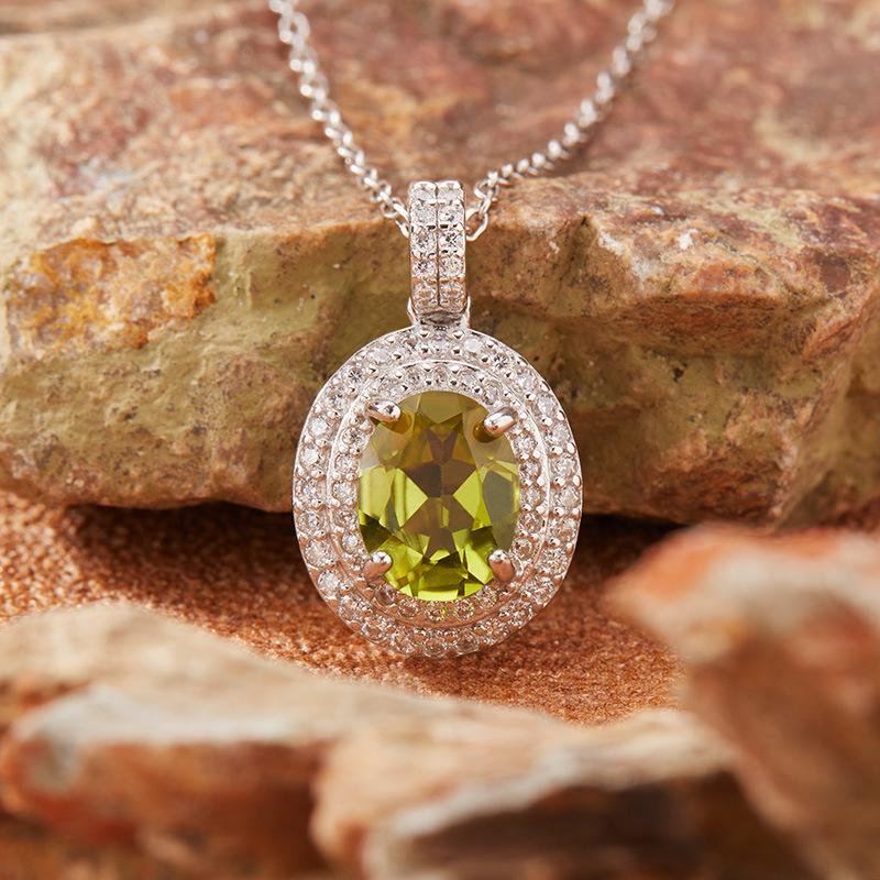 S925 Sterling Silver Colored Treasure Necklace Women'S Natural Topaz Citrine Amethyst Garnet Peridot Pendant