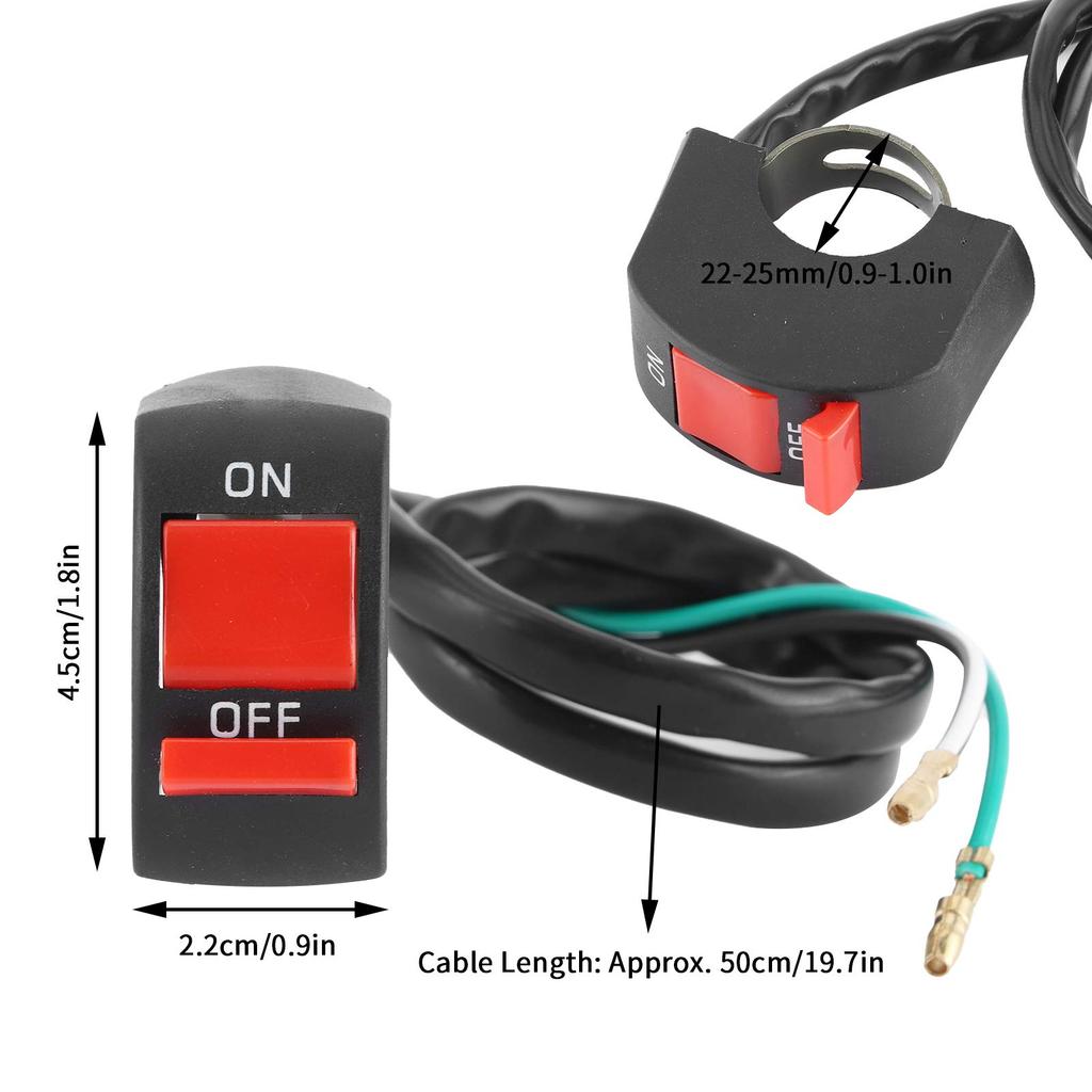Universal Motorcycle Headlight Switch Handlebar Button LED Light Control On/Off 22-25mm