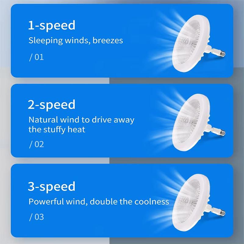 Energy-Saving Remote Control LED Ceiling Fan Lamp 85-265V for Living Room Bedroom Bottom Noise Mute E27 Base 3 In 1 Fans Light