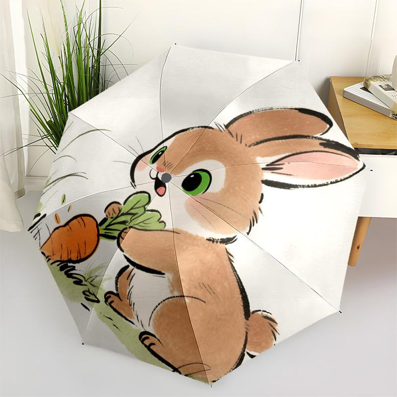 1pc Bunny Carrot Automatic Open/Close Umbrella Compact Folding Umbrella, All-Season Portable Umbrella for Women/Men F1124136
