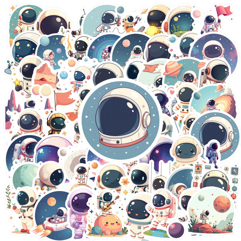 35-200 Stück Raumstation Astronauten Aufkleber Cartoon Graffiti Decals DIY Handy Laptop Notizbuch Koffer Wasserdichter Aufkleber