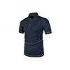 Men's Summer Ice Silk Fiber Short Sleeve T-shirt - Breathable Striped Casual Top with Classic Collar and Button Details