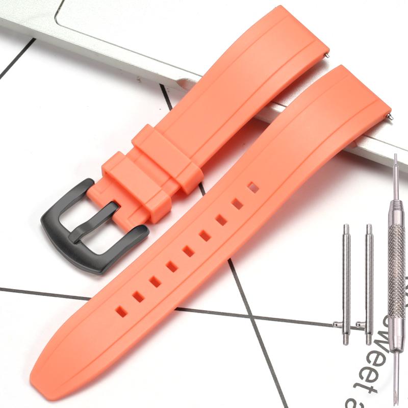 Dust-Free Rubber Waterproof Quick Release Watchband 20mm 22mm 24mm 26mm Black Silicone Strap for Seiko Omega Watch Accessories