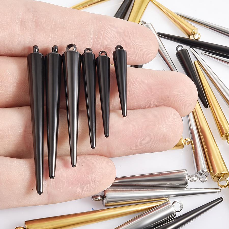 6pcs Mix Goth Punk Charm Stereoscopic Cone Pendant Stainless Steel Charms For Jewelry Making Supplies Handmade Earrings Necklace
