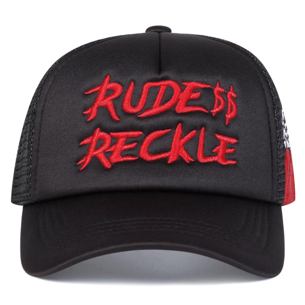 Unisex RUDE RECKLE Letter Embroidery Baseball Net Caps Outdoor Adjustable Spring and Summer Casual Sunscreen Hat