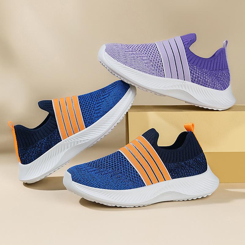 Boys' Shoes Spring and Autumn New Children's Medium and Older Children's Sports Shoes Men's and Women's Flying Weaving Versatile Casual One-pedal