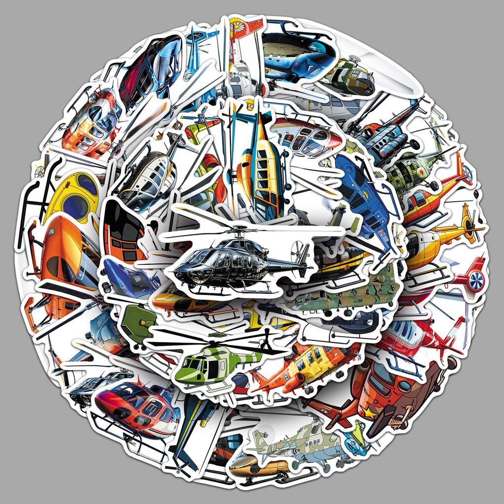 50 Cool Cartoon Helicopter Stickers for Water Bottles, Cars, and Earphones