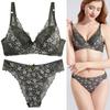 Western-style Anti-sag Plus-size Bra and Panty Set Sexy Underwired Lace Push-up Bra with Skin-friendly Comfortable Panties