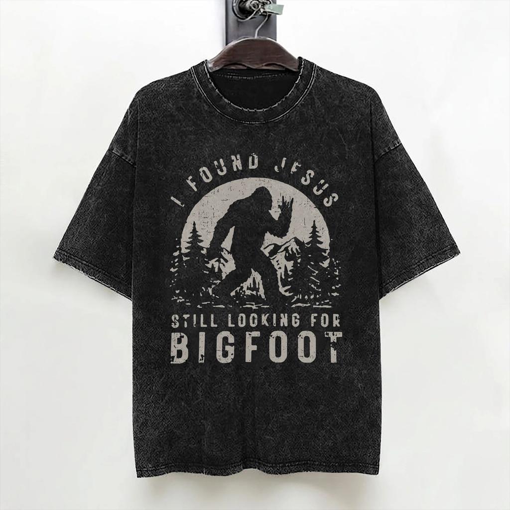 Bigfoot Believe Sasquatch Washed T Shirt Streetwear Hip Hop Cool Tshirts Tees For Men Women 100 Cotton Harajuku Summer