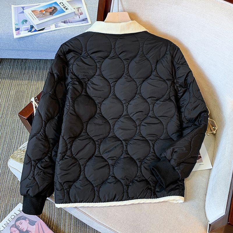 

Korean Style Bear Embroidery Short Padded Coat Winter Plaid College Fashion XXXL чорний