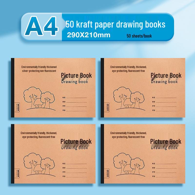 4 Thickened Cowhide Sketchbooks: Blank Doodle Paper for Children and Elementary Art