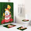Christmas Shower Curtain Floor Mat Combination Four-Piece Set Bathroom Toilet Carpet Shower Room Mat Foot Mat