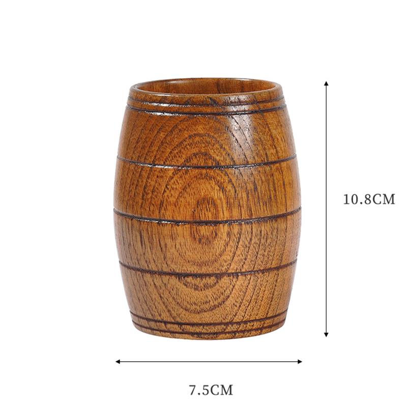 1PCS Creative Oak Barrel Shape Wooden Cup Natural Sour Datewood Teacups Wooden Wine Glasses for Beer Tea Wine Coffee Juice