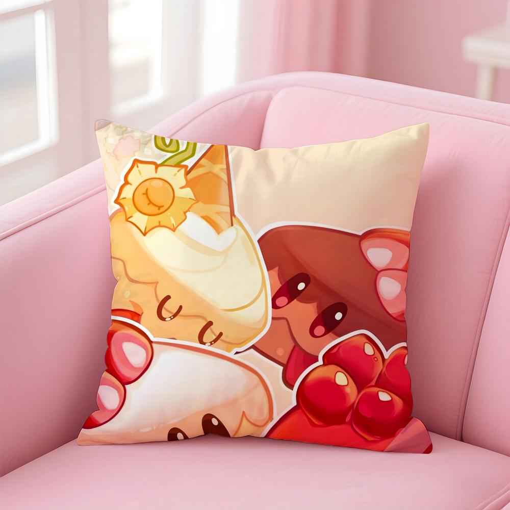 Fashion Cute C-Cookie Run Kingdom Icons Cushion Cover Pillow Case Soft Friendly Fabric & Concealed Zipper