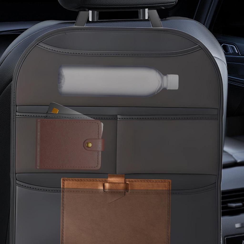 Backseat Car Organizer PU Leather Automotive Storage with Multiple Pockets Car Backseat Organizer Tablet Holder for Kids Travel