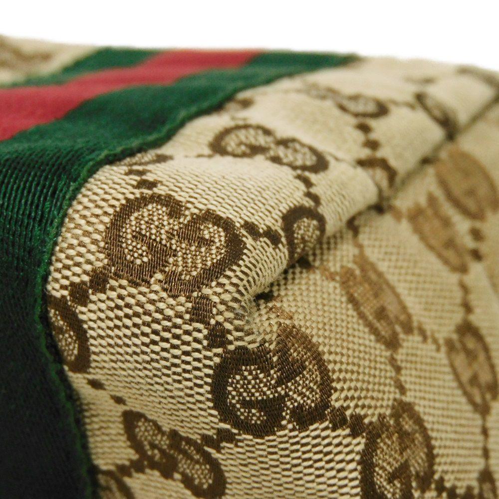 Used 9539 Web Stripe Tote 211971 7924 Patent Enamel Green Red Brown GG Canvas Beige Women's from Japan AUTHENTIC