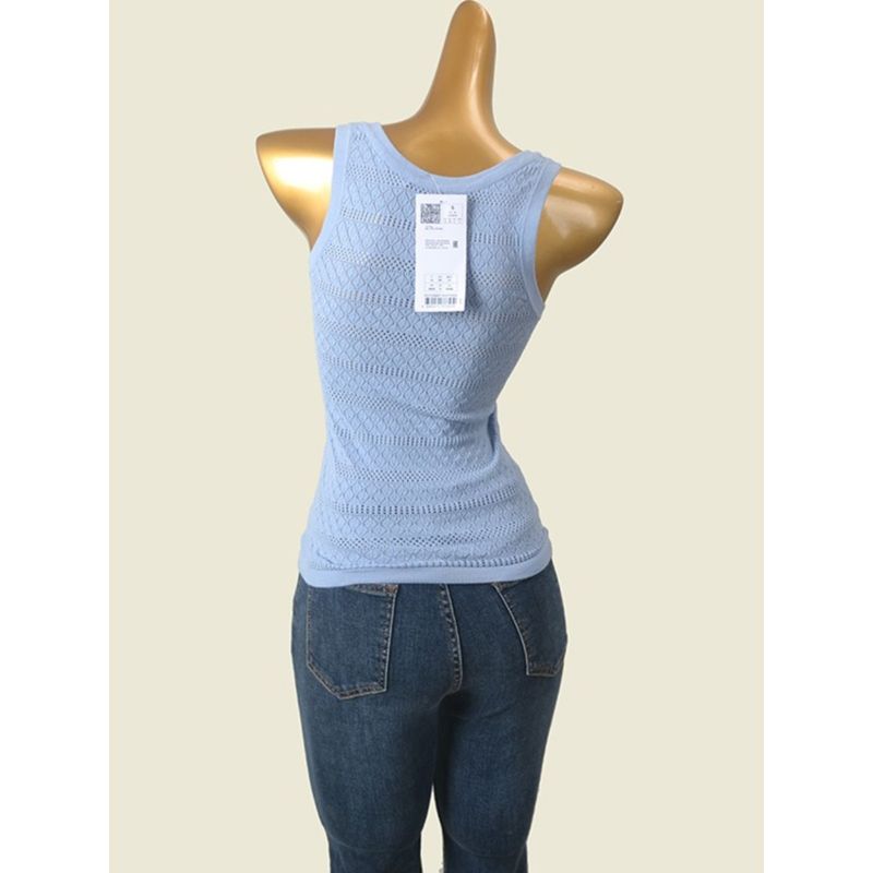Foreign Trade Original Order Low Round Neck Cut Out Vest Summer Soft Glutinous Sleeveless Russian Card Silm Knitwear
