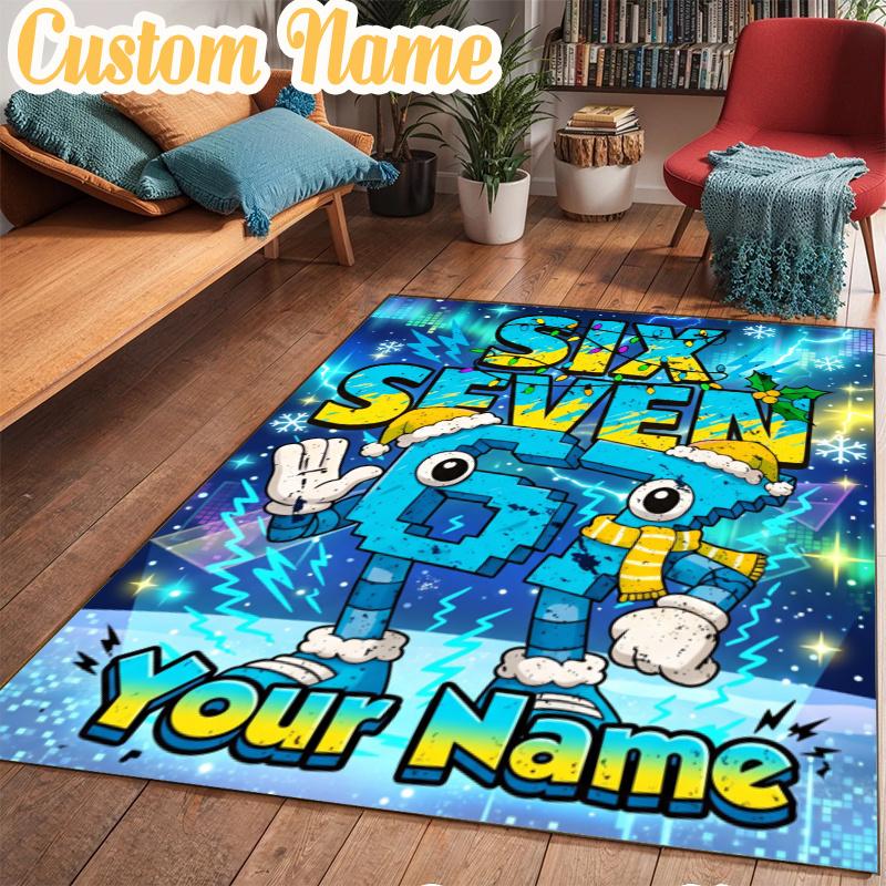 Custom Name Space Adventure Six Seven Rug Office Rug, Indoor Rug, Chair Rug, Living Rooms, Doormat Game Rug Home Decor Birthday Christmas Gifts