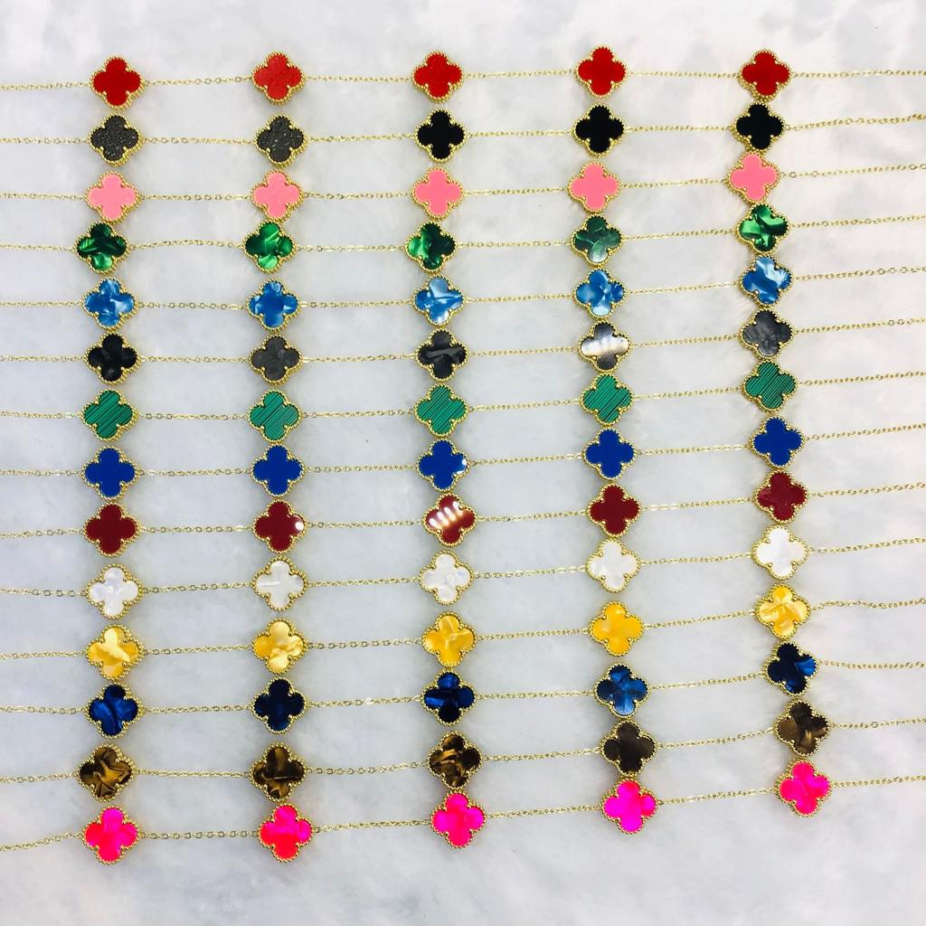 Titanium Steel 15Mm Clover 18K Five Flower Necklace Double Sided Lucky Four Leaf Clover Side Slotted Necklace