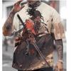 Men's Japanese T-shirt Oni Samurai Pattern T-shirt Printing