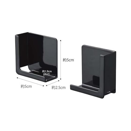 Yamazaki Jitsugyo (Yamazaki) Magnetic Bathroom Tablet Holder Black Approx. W5XD2.5XH5cm Tower Fixed by Clipping Compatible with Various Sizes 4982
