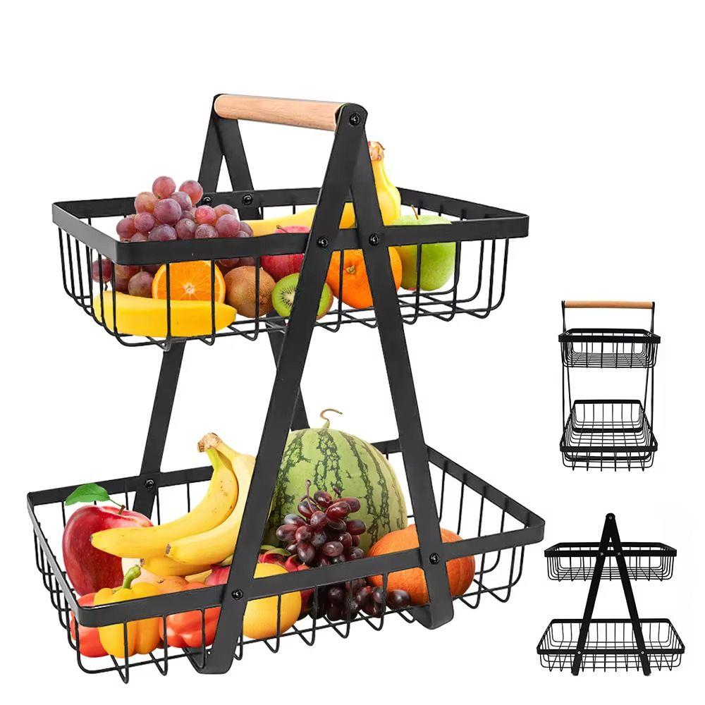 3-Tiers Design Portable Fruit Basket Space-Saving Vegetable Storage Basket  Countertop Storage