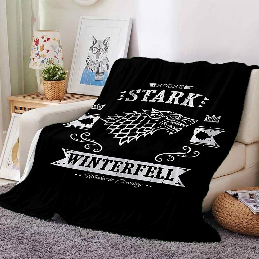 1pc House Stark Winterfell Throw Blanket Soft Flannel, Cozy All Season Polyester Perfect for Home, Office 80cmx120cm