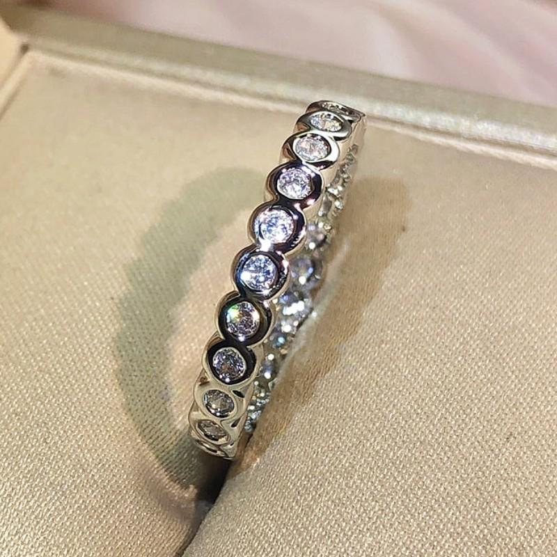 Exquisite Round CZ Promise Rings for Women Silver Color Fashion Contracted Wedding Bands Accessories Versatile Jewelry