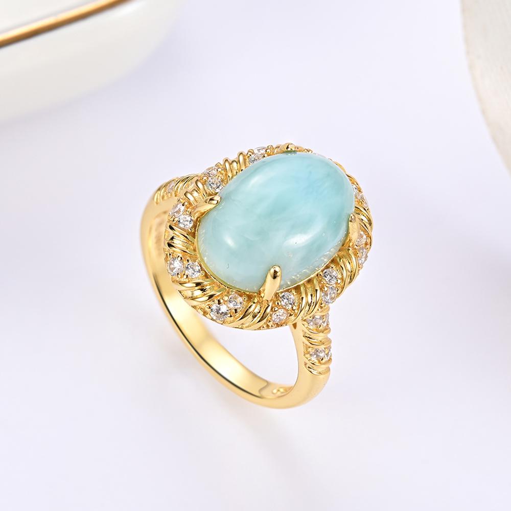 Nové prsteny náušnice přívěsek ze sterlingového stříbra 925 Přírodní drahokam larimar pravý drahokam dámské jemné šperky pro Zásnubní dárek