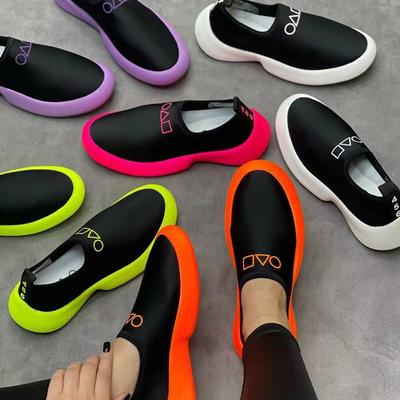 Μόδα Νέον Χρώμα Slip-On Παπούτσια Γυναικεία Καλοκαιρινά Ελαστικό Ύφασμα Αθλητικά Παπούτσια Επίπεδα Loafers Ελαφριά Άνετα για Περπάτημα Τένις Γυναικεία