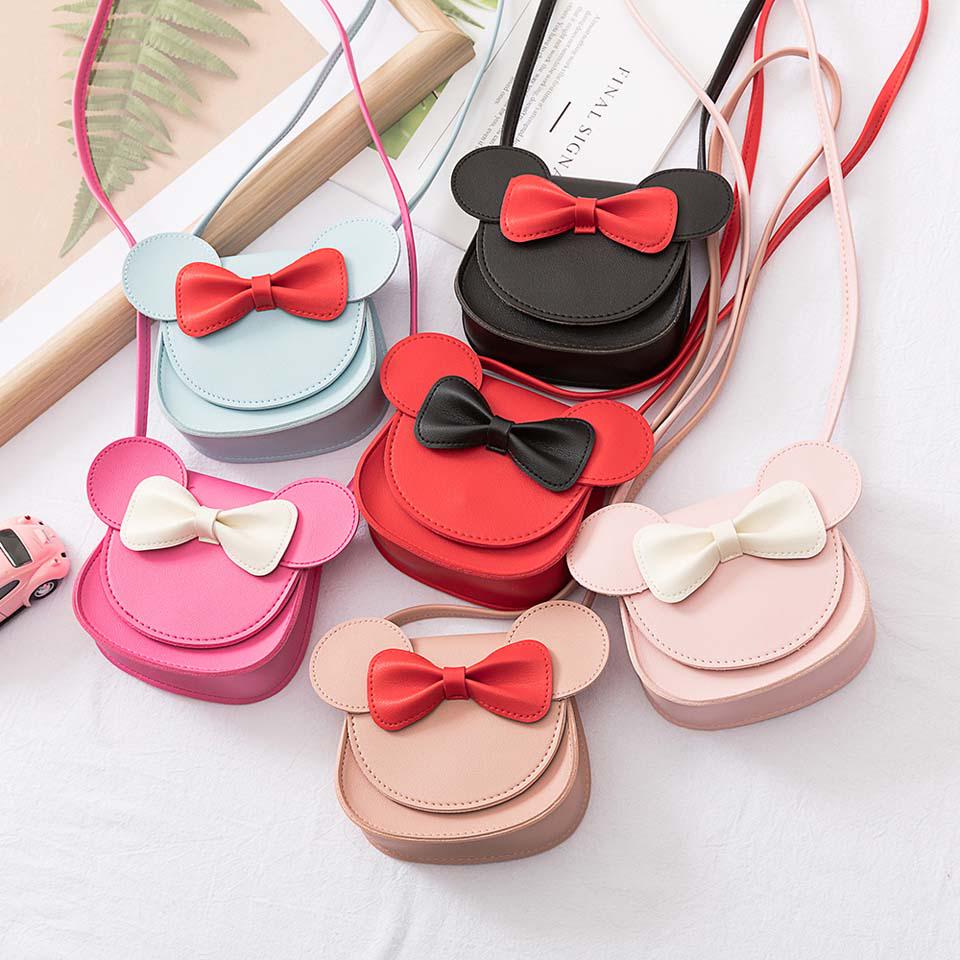 Girl Coin Purse Children Wallet Small Coin Box Bag Cute Mouse Bow Kid Money Bag Baby Rabbit Shoulder Bag Purse