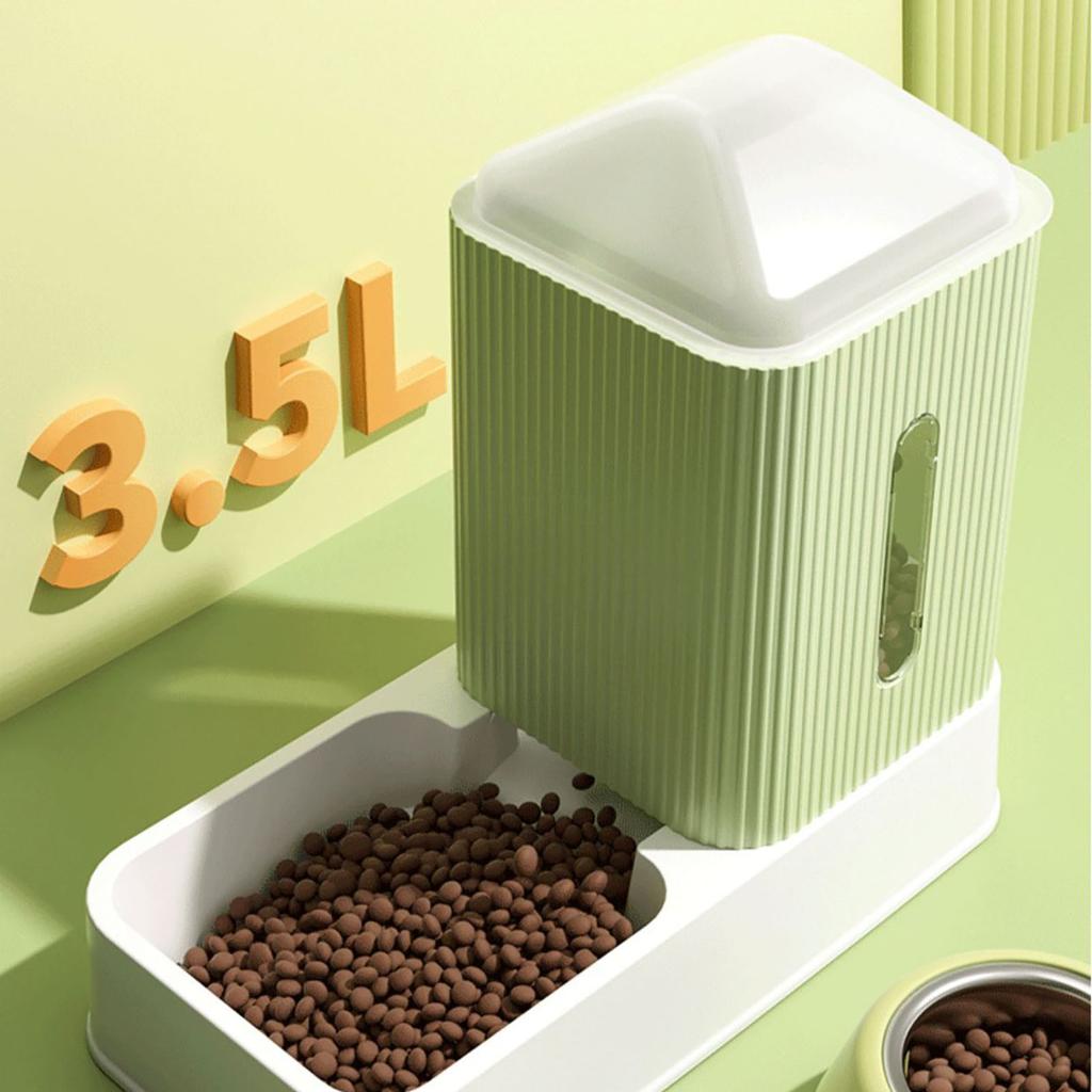 Gravity Pet Feeder and Water Dispenser Removable Fully Enclosed Waterer Feeder Dog Automatic Feeder Set for Pet 3.5L