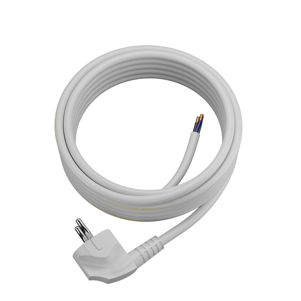 Przewód Zasilający Kabel Z Wtyczką Kątową 5M 3X1,5Mm2 Uni-Schuko Biały