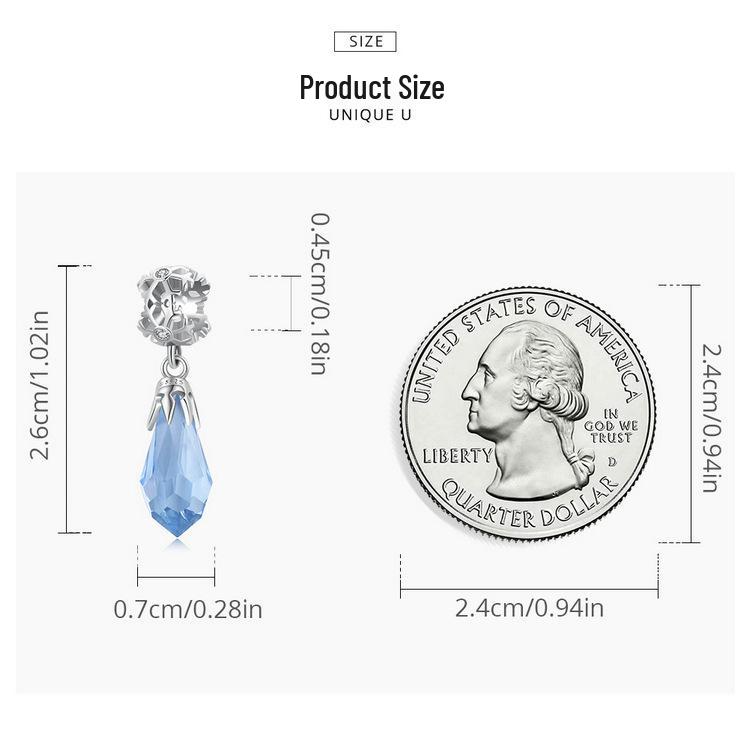 Sterling Silver Snowflake Ice Crystal Pendant Bracelet with Light Blue Zircon and Platinum Plating