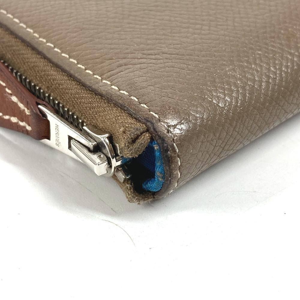HERMES Azap Long Silk-In Wallet Zip Around Long Wallet Epsom Etoupe gray