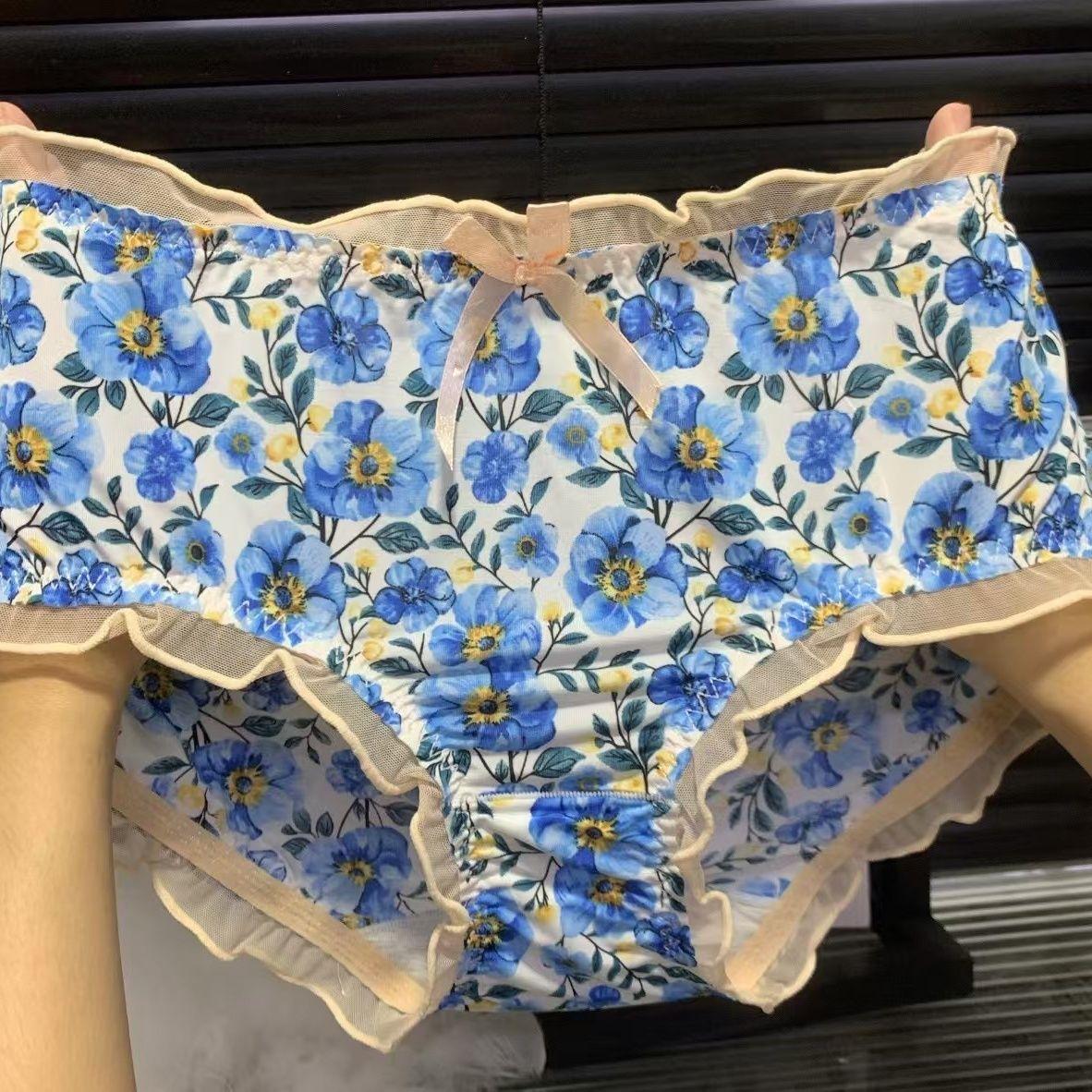 

Милые эластичные дышащие модные брюки с цветочным принтом, удобные и дышащие, со средней талией, красивые треугольные брюки для девочек One Size