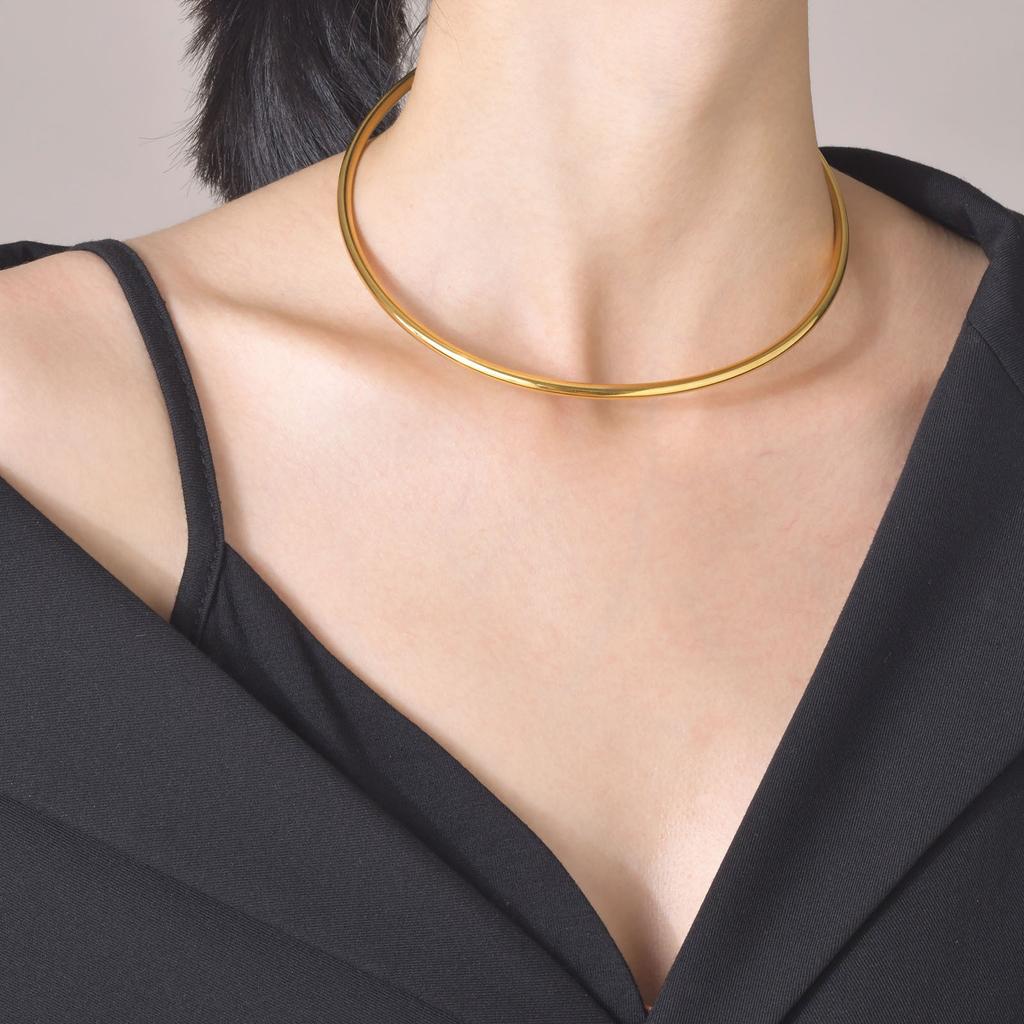 Gold Color Stainless Steel Jewelry Chain Choker Necklace For Young Girls Mom Girlfriend Valentine's Day Gift