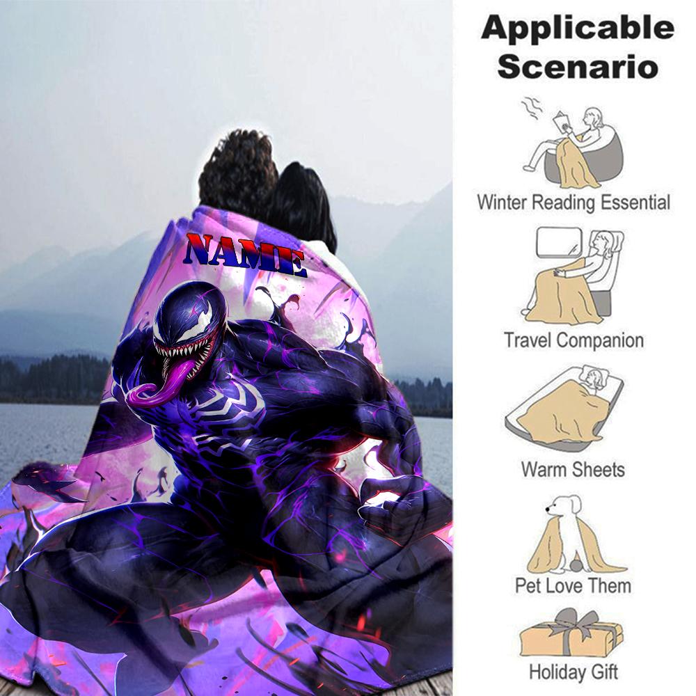 Customiz Name Personality venom Blanket Soft &Warm Sofa Office Bed Travel Lunch Break Blanket, Gift Suitable All Seasons