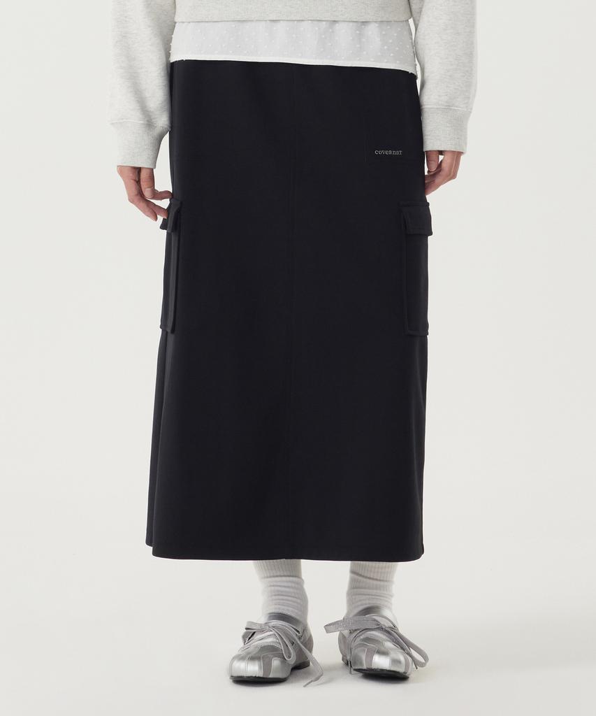 Covernat Woman Sweat Cargo Skirt Black
