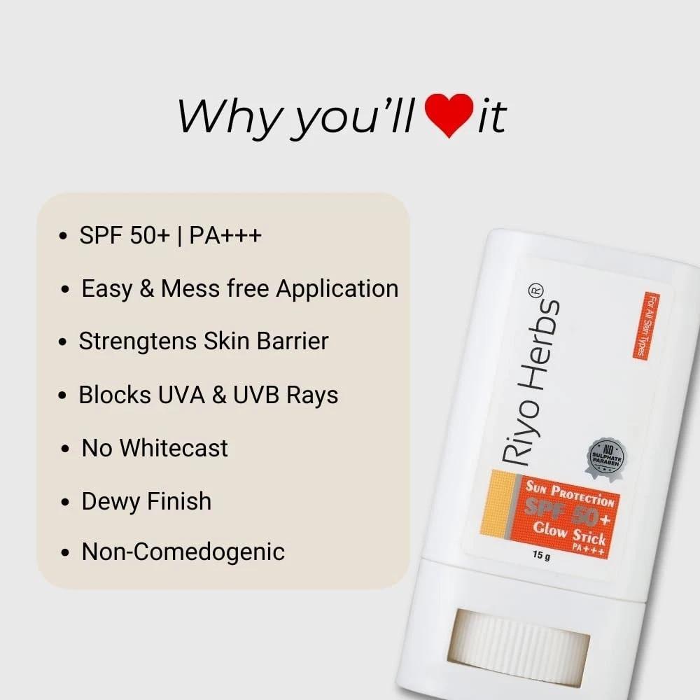 Riyo Herbs Sun Protection Glow Stick Spf 50 For Face 15gm