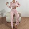 Women's European & American Style Printed Pajama Set: Long Sleeve Top & Long Pants, Casual Home Wear, Wearable Outdoors.