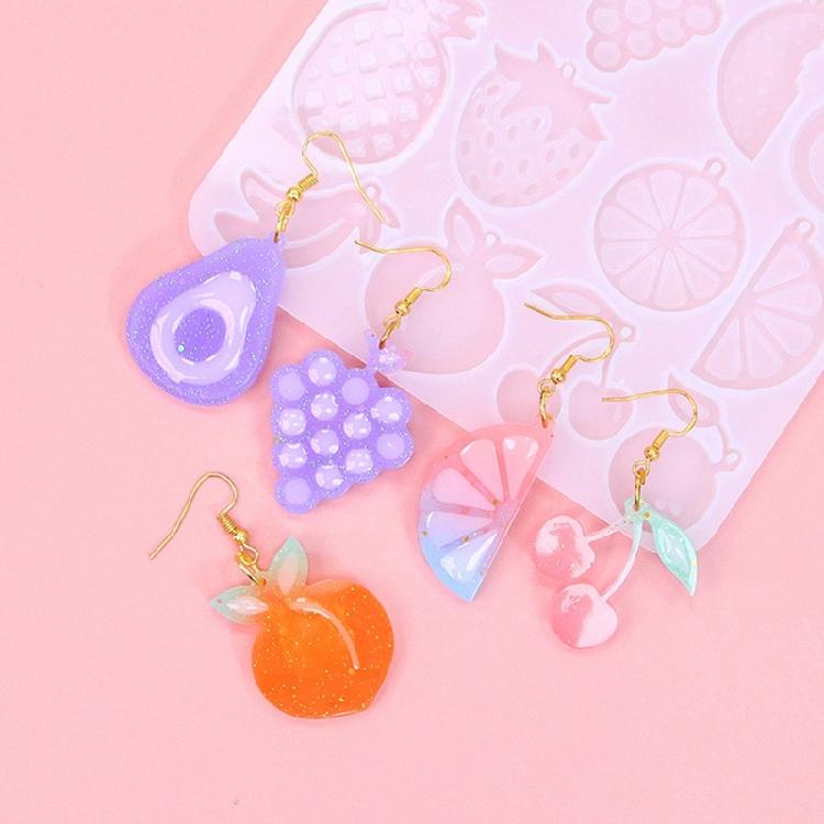 Silicone Earring Molds Resin Drop Jewelry Moulds Fruit/Vegetable Series Jewelry Making Molds for Kids and Teens Crafting