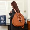 Women's Backpack Round Bag Large Capacity Travel Bag Solid Color Student Schoolbag
