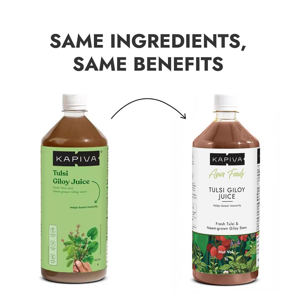 Kapiva Wild Tulsi Giloy Juice 1L Pack of 1 | Ayurvedic Daily Wellness & Immune Support Drink from Fresh Plants