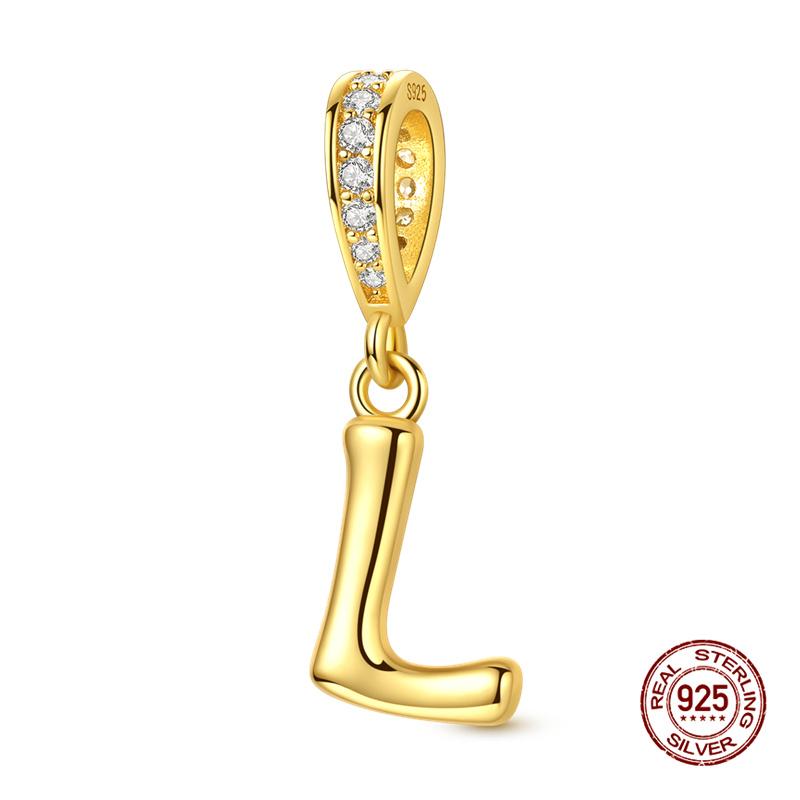 New In Original Charms Copper 26 Golden Letters A-Z Charm Bead Fit 3Mm Original Bracelet For Womens Diy Fashion Jewelry Gift