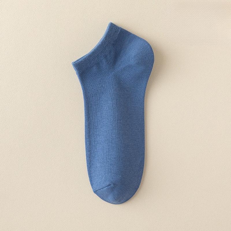 

Men s Spring and Summer Thin Simple Business Pure Color Sweat Absorbing Deodorant Short Tube Cotton Socks 1 pair синий