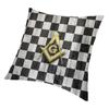 Square Compass And Checkers Pillow Covers Decoration Modern Masonic Freemason Cushion Decoration Salon Square Pillowcase