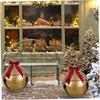 17.7 Inches Inflatable Christmas Ball PVC Large Jingle Bell Bow Decorations for Outdoors Garden Yard Lawn